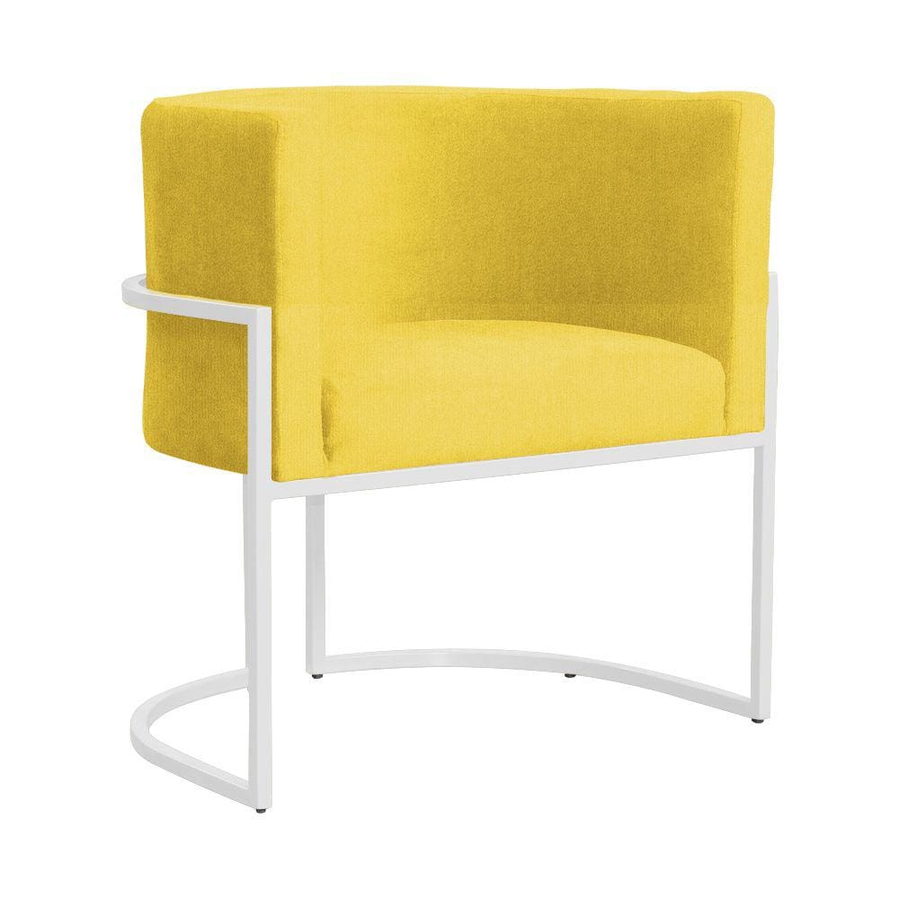 Poltrona Decorativa Luana Base Branca Suede Cores - S.A Móveis