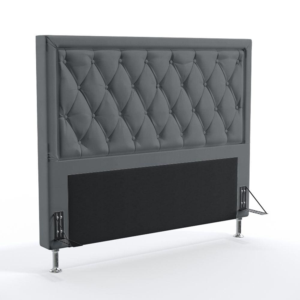 Cabeceira Estofada Decorativa para Cama Box Centaurus 160 para Cama Queen Suede Cinza Aradecor