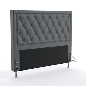 Cabeceira Estofada Decorativa para Cama Box Centaurus 160 para Cama Queen Suede Cinza Aradecor