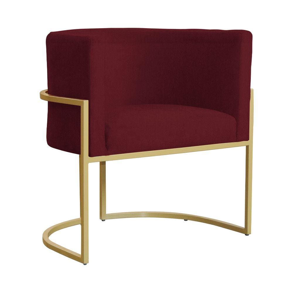 Poltrona Luana Base em Metal Dourada Suede Cores - DS Estofados