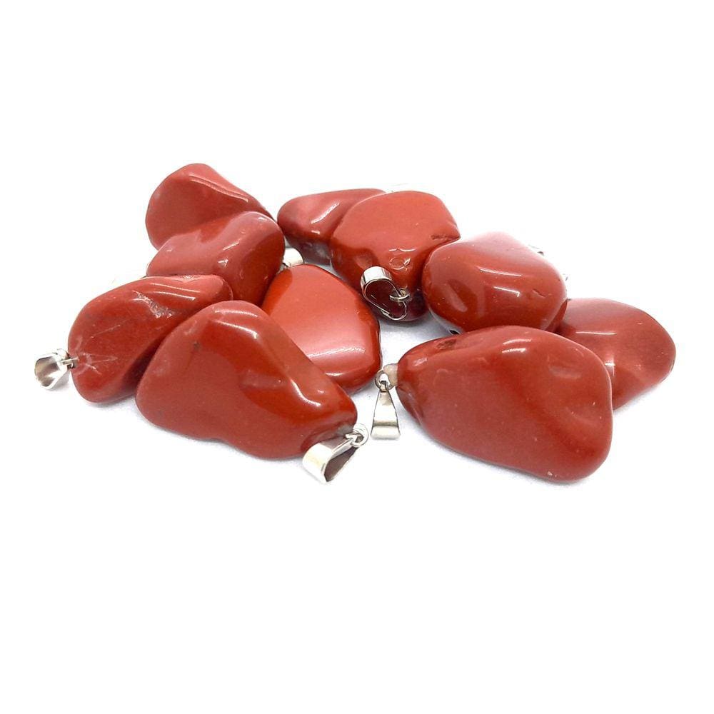 Kit 10 Pingentes Jasper Vermelho Natural Tranquilidade Cura