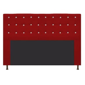 Cabeceira Estofada Dama 195 Cm King Size Com Strass Vermelho