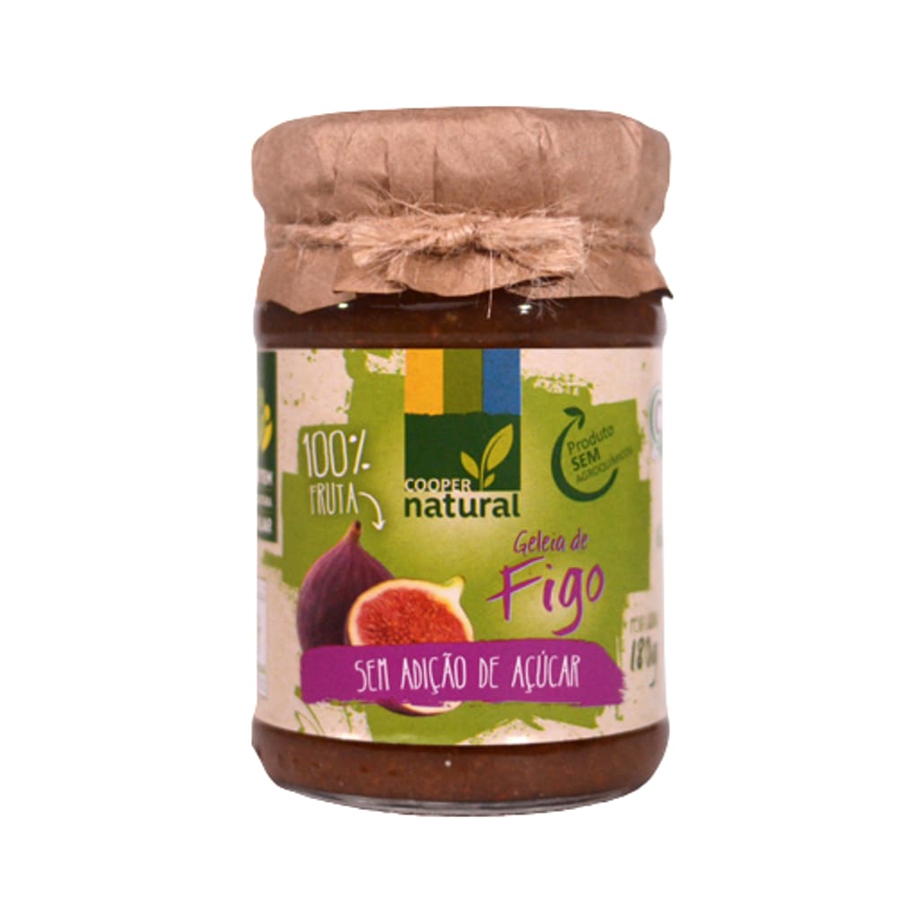 Kit 6X: Geleia Figo 100% Fruta Orgânico Sem Açúcar 180g