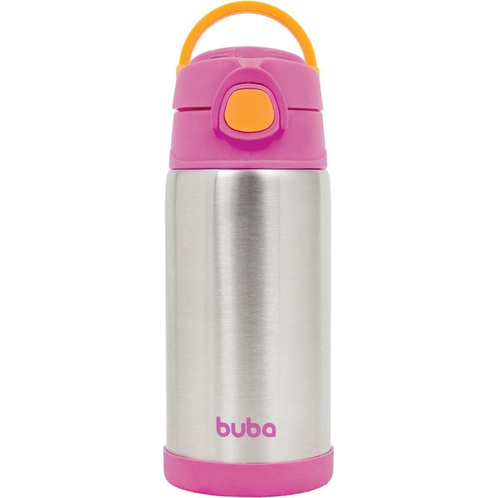 Copo Térmico Inox Parede Dupla com Canudo Buba Rosa