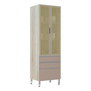 Paneleiro 70cm 2 Portas Vidro Reflecta Bronze 2 Gavetas 1 Gavetão Lis Luciane Móveis