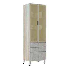 Paneleiro 70cm 2 Portas Vidro Reflecta Bronze 2 Gavetas 1 Gavetão Lis Luciane Móveis
