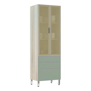 Paneleiro 70cm 2 Portas Vidro Reflecta Bronze 2 Gavetas 1 Gavetão Lis Luciane Móveis