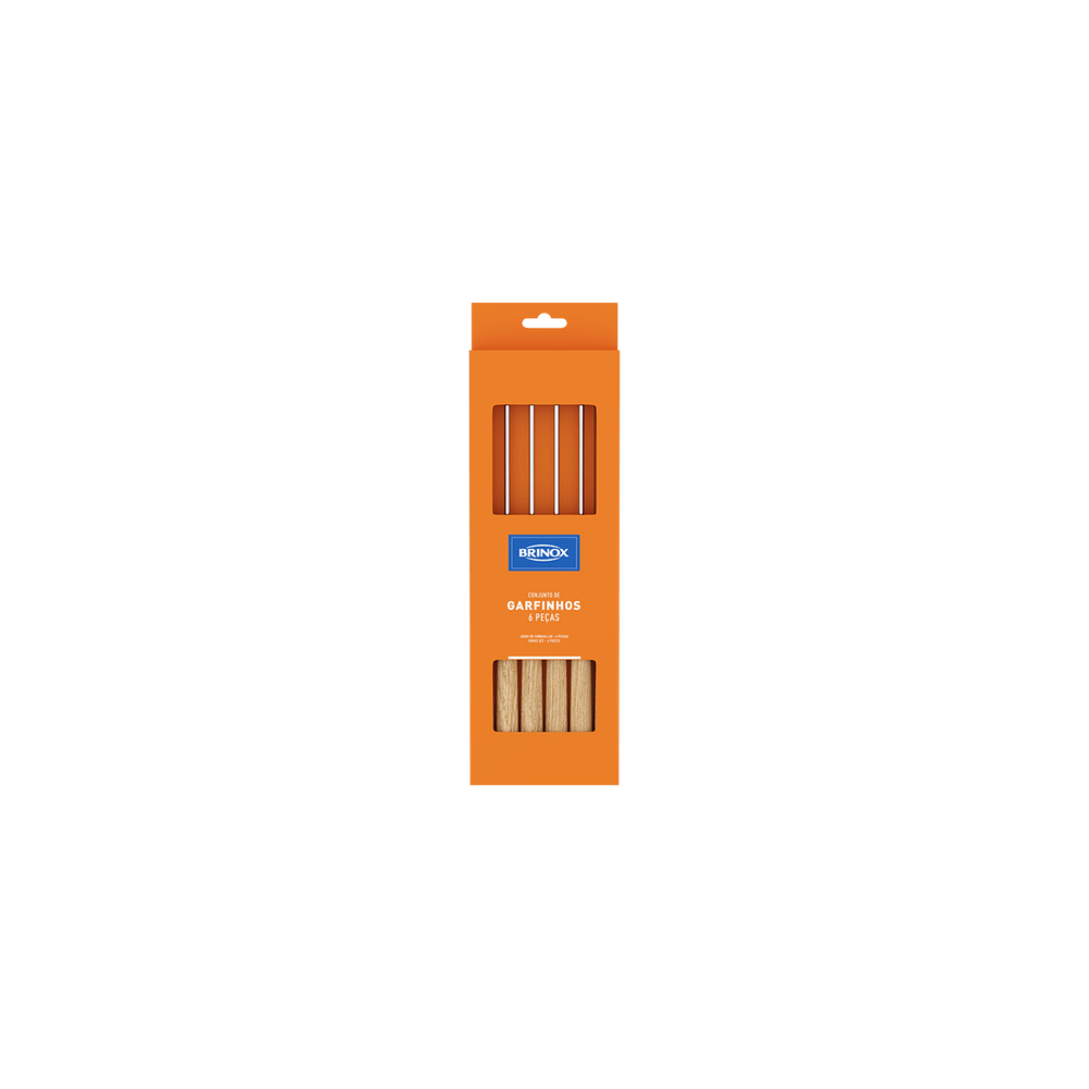 Conjunto De Garfos Para Fondue Petisco Brinox Beli 6 Peças Madeira