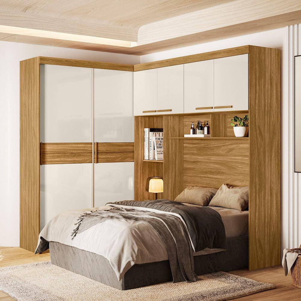 Quarto Modulado Completo Casal Florença Freijó Off White Moval