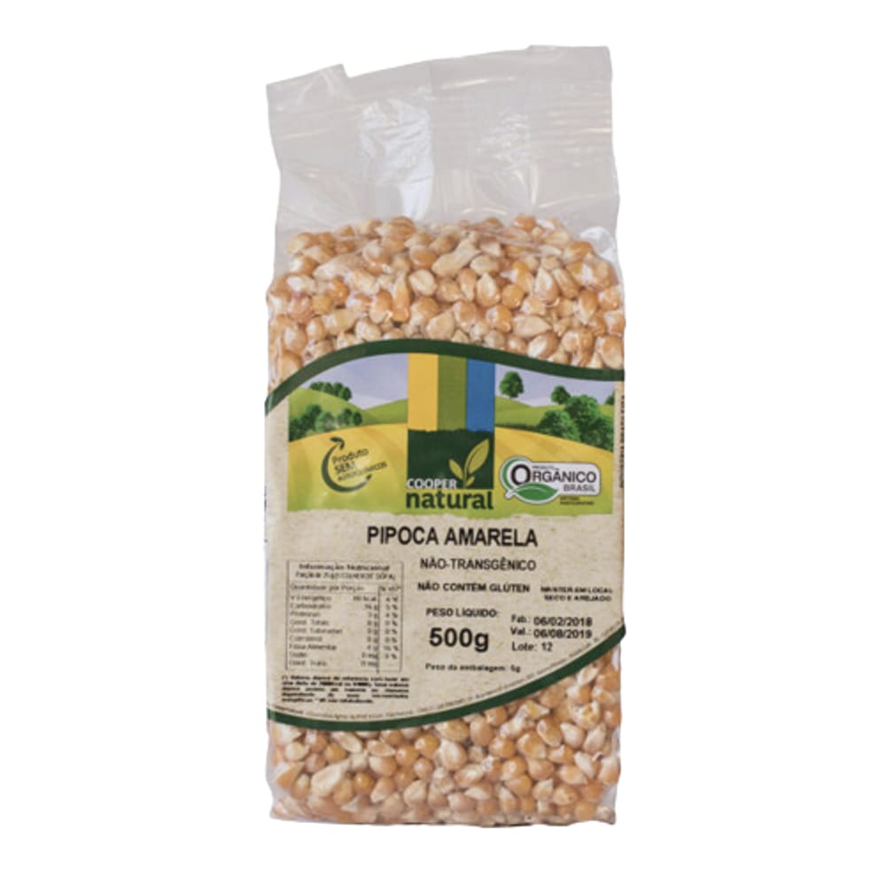 Kit 6X: Milho de Pipoca Amarela Orgânico Coopernatural 500g