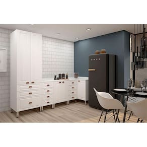Cozinha Compacta Modulada 4 Peças com Tampo Cristal Luciane Móveis