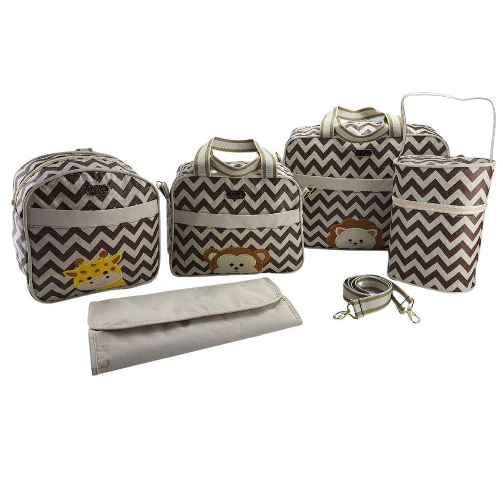 Kit Bolsa Maternidade Safari Menino Menina 05 peças