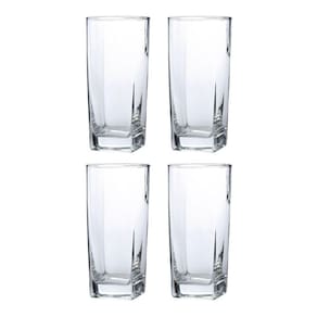 Conjunto Com 4 Copos Vidro Bali Quadrado 320ml Transparente
