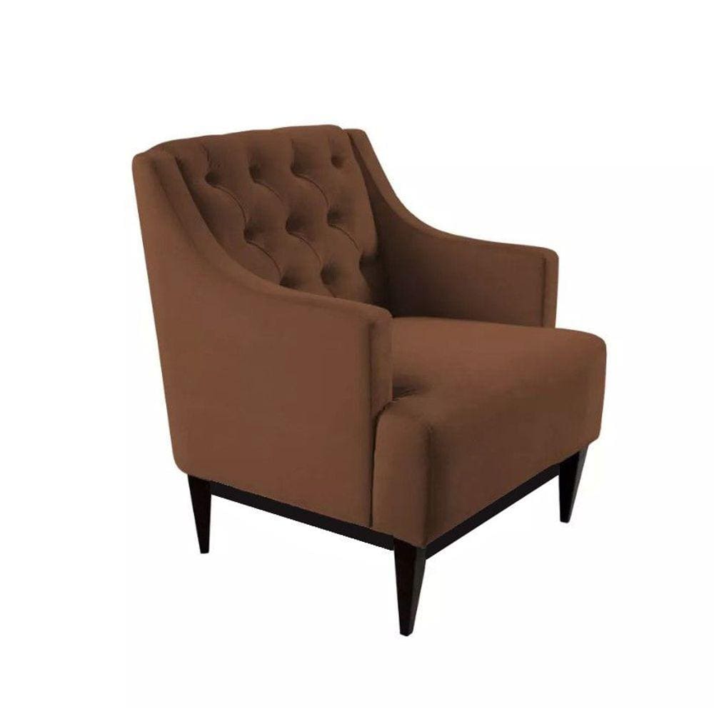 Poltrona Decorativa Clássica Capitonê Suede Marrom - SA Móveis