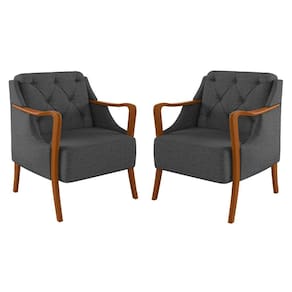 Kit 2 Poltronas Decorativas para Sala de Estar Capitonê Lapa M22 Linho Cinza Escuro - Mpozenato