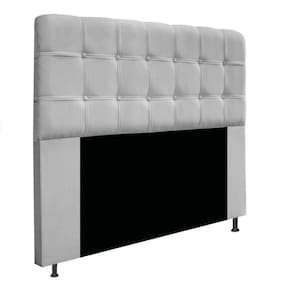 Cabeceira Estofada Mel 140cm Casal Com Botonê Suede Cinza