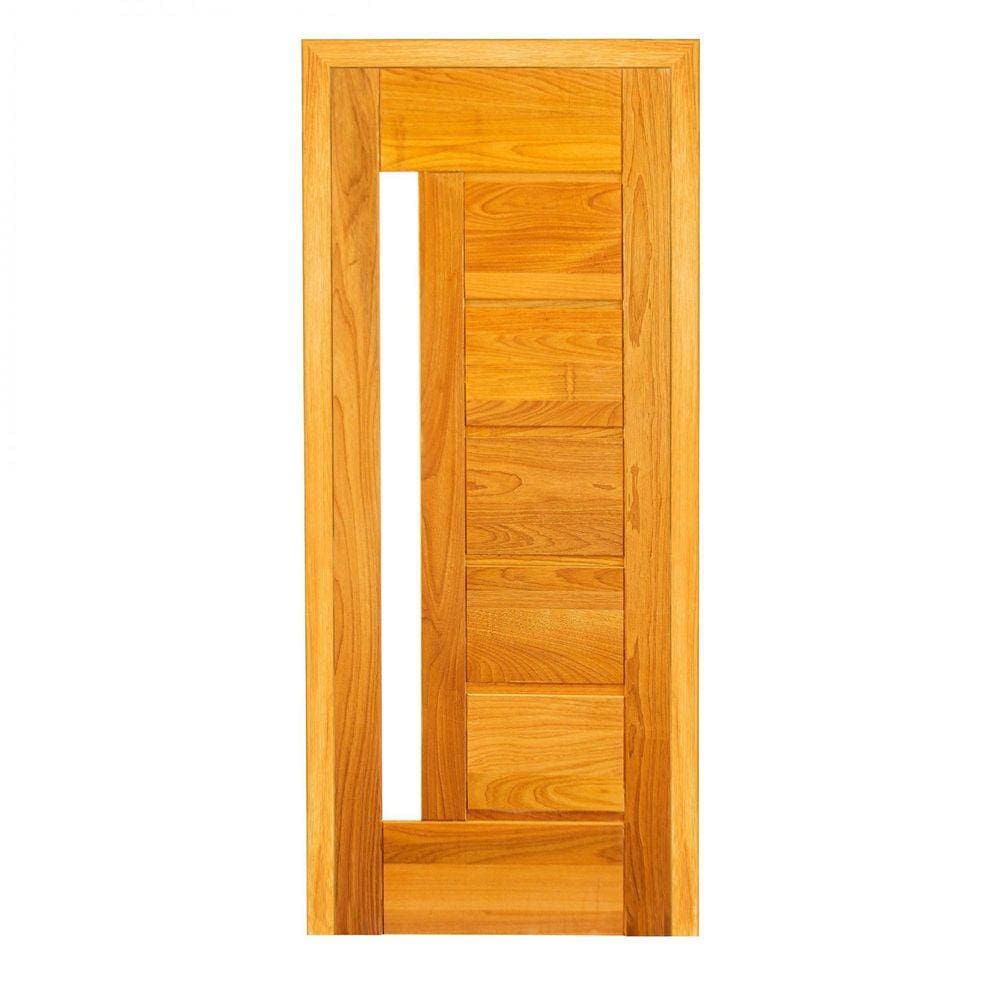 Folha de Porta Madeira Maciça 210x70cm com 7 Réguas Espessura 3,3cm Envernizada Jomadi Verniz Marroml