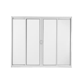 Janela de Alumínio de Correr 100x150cm 4 Folhas 2 Fixas com Vidro Liso Linha Soft MGM Branco