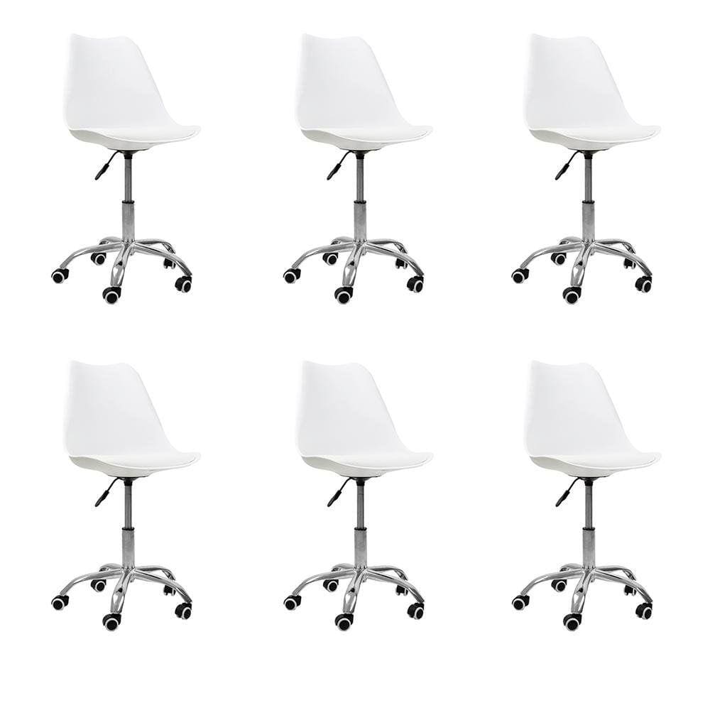 Kit 06 Cadeiras Office Base Cromada Giratória Saarinen
