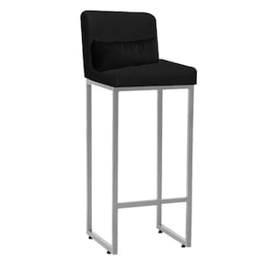 Banqueta Alta Industrial Ferro Corino E Almofada Preto
