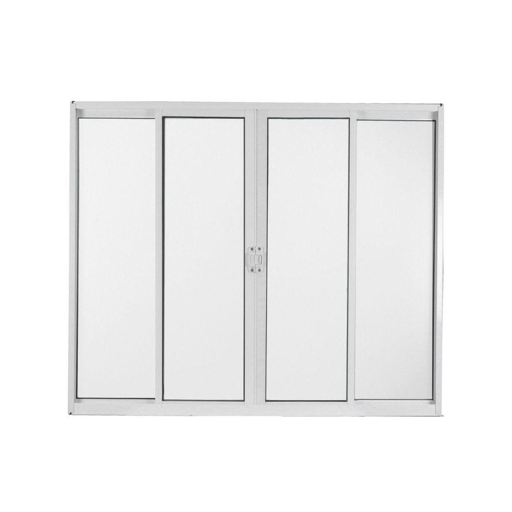 Janela de Alumínio de Correr 100x120cm 4 Folhas 2 Fixas com Vidro Liso Linha Soft MGM Branco