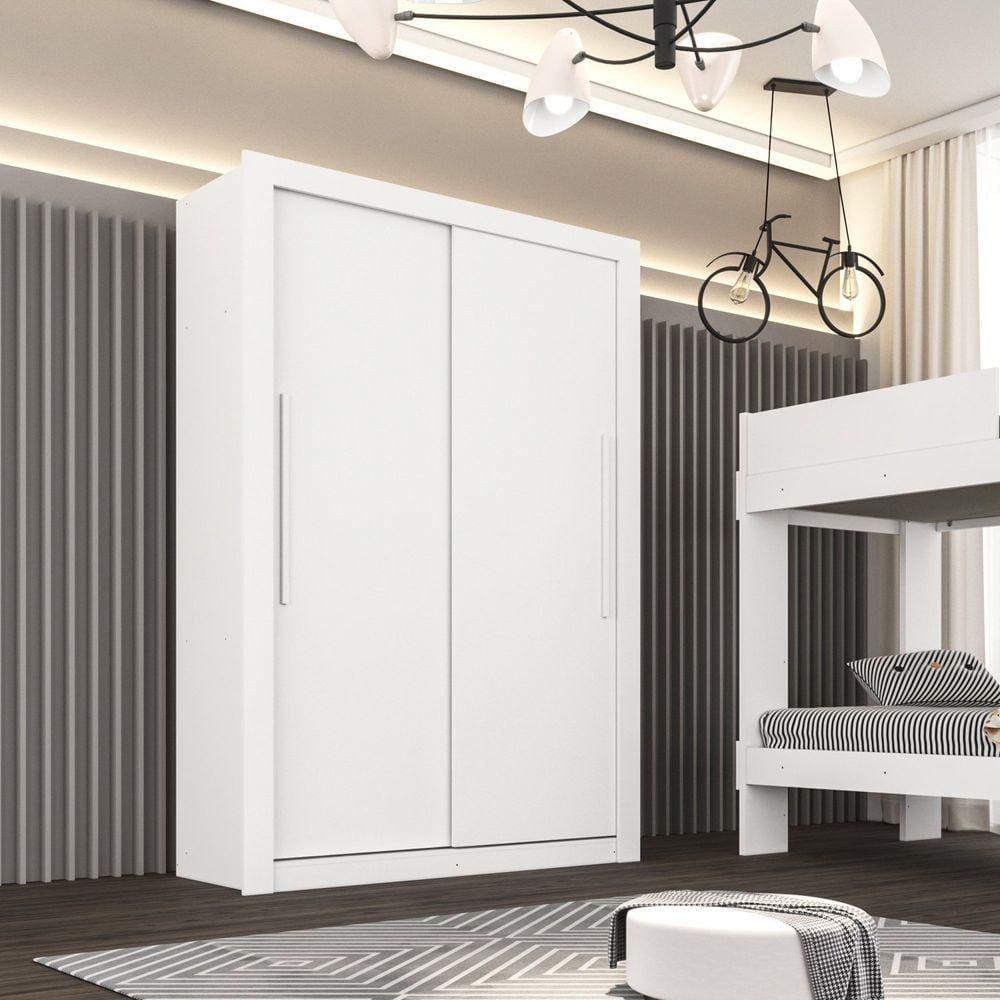 Guarda Roupa Solteiro 2 Portas 2 Gavetas Costa Rica Sallêto Móveis Branco