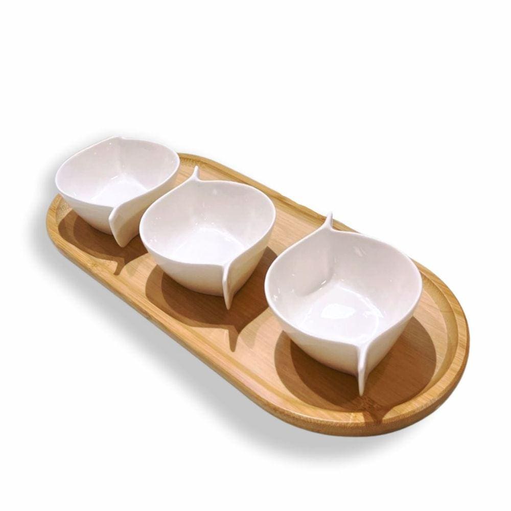 Bandeja Bambu Decorativa Oval Retangular Petisqueira 40cm