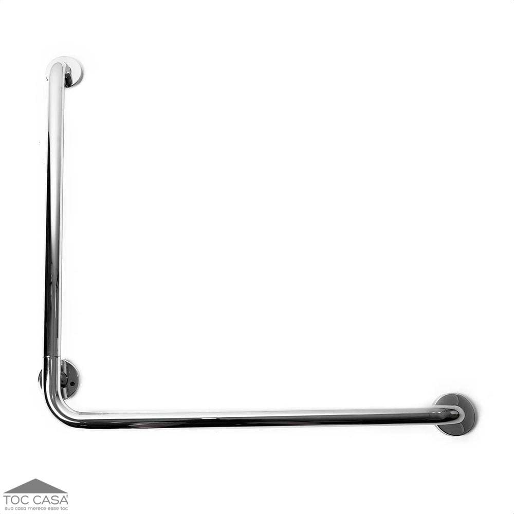 Barra De Apoio Inox Polido 90º Em L De 1.1/4 De 70x70cm
