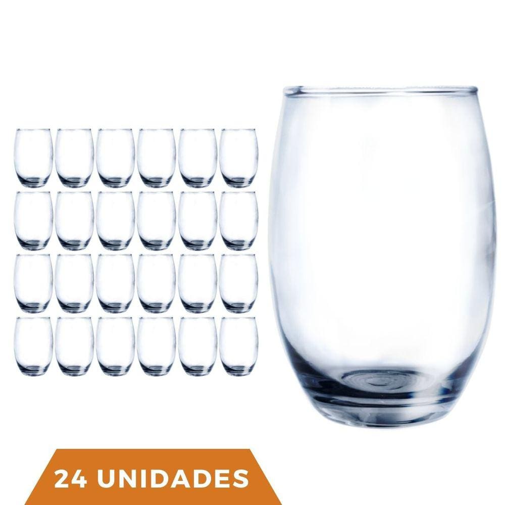 Copo Vidro 450ml Redondo Bellagio Jogo com 24 Transparente