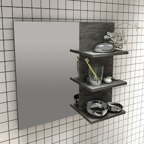 Espelheira para Banheiro 60cm Multimóveis CR10088 Mármore Lunar