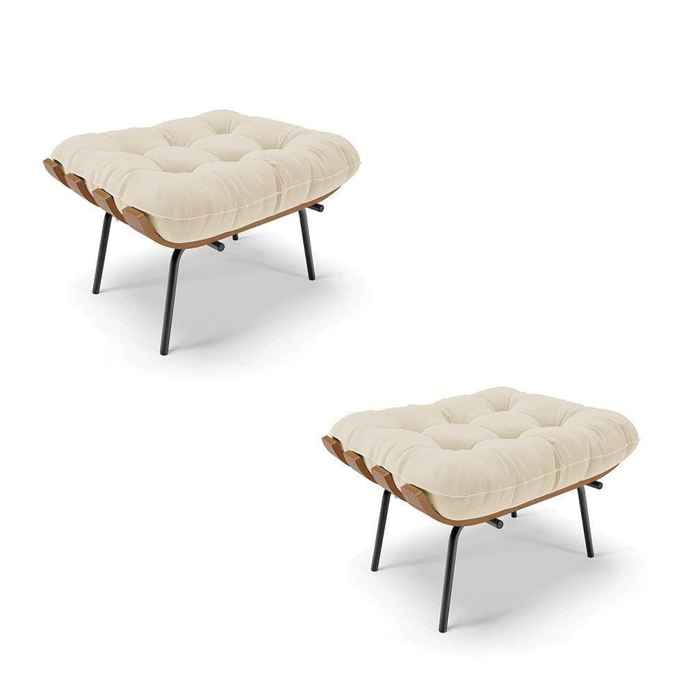 Kit 02 Puffs Costela Linho A19 Grosso Bege