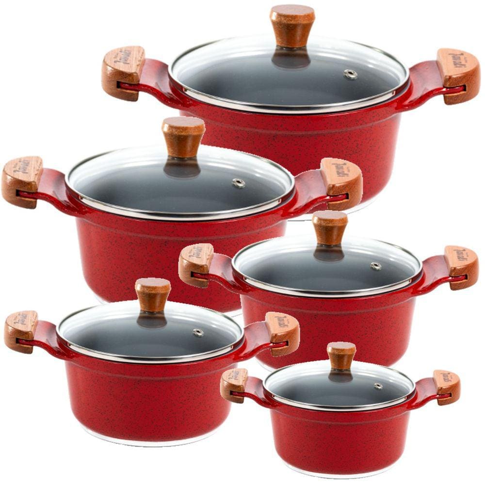 Jogo Panela Vermelha Antiaderente Cerâmica Javali AM 16 a 24