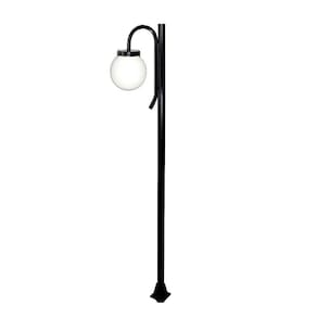 Poste Luminária Globo P Braço Curvo Baixo Jardim Preto 200cm