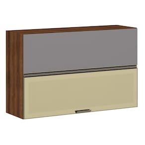 Armário Aéreo 120cm 2 Portas Basculantes Misto com Vidro Reflecta Bronze Jade Luciane Móveis
