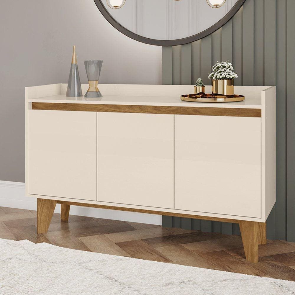 Buffet Aparador 3 Portas Bonnie Expresso Móveis Off White/Marrom