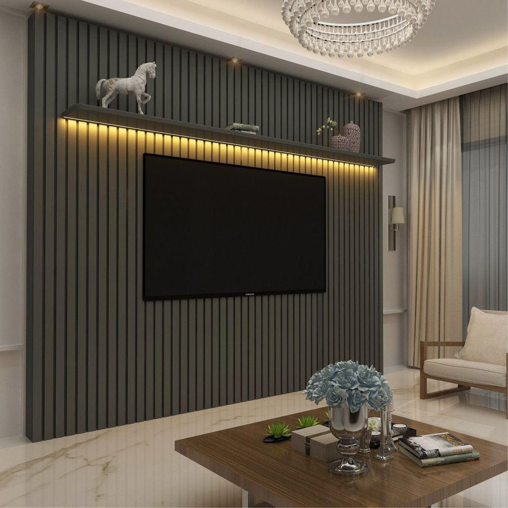 Painel Ripado TV até 85 Polegadas com LED 230cm Nobre Gelius Móveis