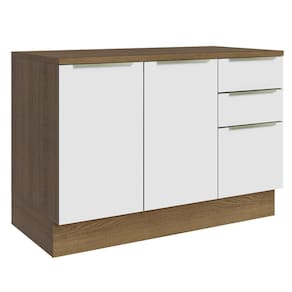 Balcão De Pia 120Cm 2PTS3GVT Rustic/Branco Veludo Lux Madesa