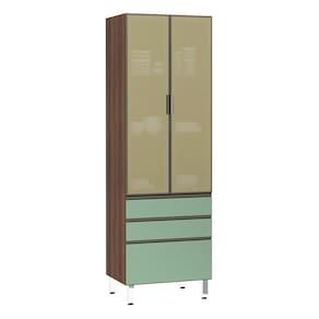 Paneleiro Torre 70cm 2 Portas Alumínio Inox Reflecta Bronze 2 Gavetas 1 Gavetão Jade Luciane Móveis
