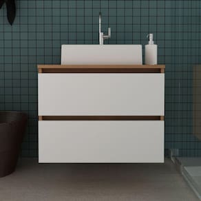 Gabinete Suspenso para Banheiro 60cm 2 Gavetas BN3607 Tecno Mobili Amêndoa/Branco