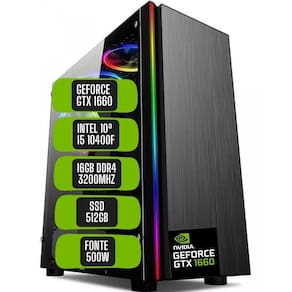 PC Gamer Skill Win Intel 10ª Geração Core i5 10400F 16GB DDR4 Placa de vídeo Geforce GTX 1660 Ti 6GB SSD 512GB STL-032