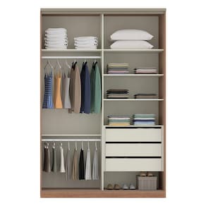 Guarda Roupa Closet sem Porta 156,5cm 3 Gavetas, 2 Cabideiros e Prateleiras Connect Luciane Móveis