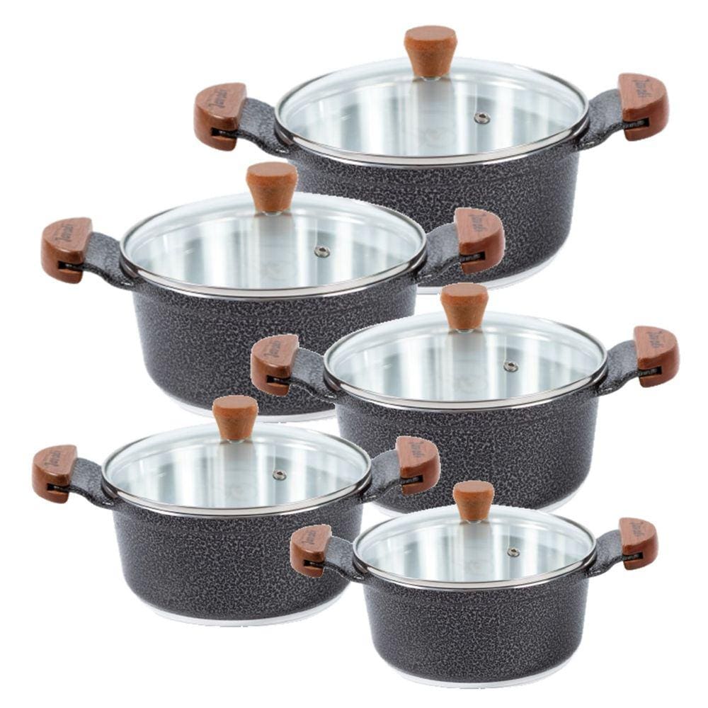 Jogo Panela Preto Craqueado Alumínio Usinado Javali AM 16a24