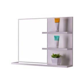 Espelho Para Banheiro C/ Prateleiras Lugano Branco 60 X 45Cm