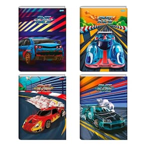 Caderno Costurado 1/4 Jandaia Capa Dura Fast Race 80 Folhas Embalagem com 5 Unidades