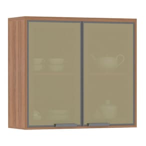 Armário Aéreo 80 cm 2 Portas de abrir Vidro Reflecta 1 Prateleira Isa Luciane Móveis