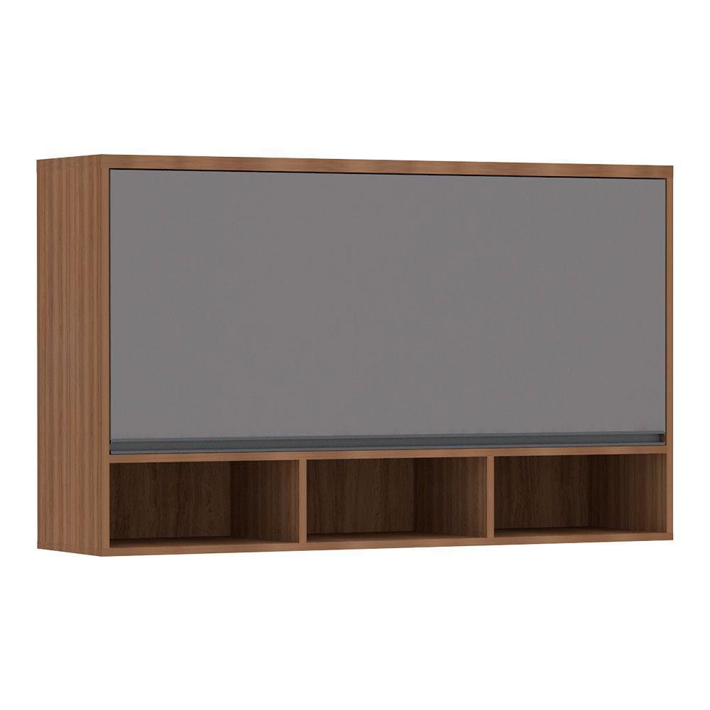 Armário Aéreo 120cm 1 Porta Basculante com Nichos Isa Luciane Móveis