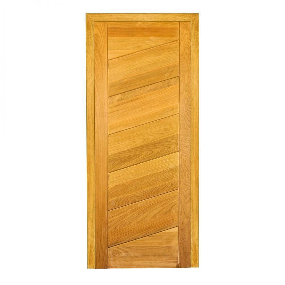 Folha de Porta Madeira Maciça 210x80cm com 7 Réguas Espessura 3,3cm Envernizada Jomadi Verniz Marroml