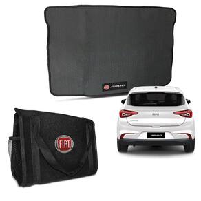 Tapete Porta Malas Fiat Argo 2017 a 2023 Borracha + Bolsa Organizadora para Ferramentas