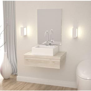 Conjunto para Banheiro Gabinete 60cm Cuba Q35 e Espelheira 601W Metrópole Compace Snow