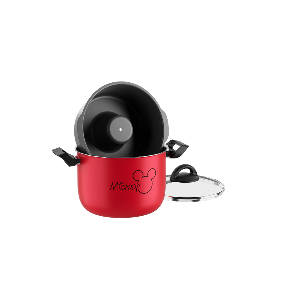 Conjunto Panela E Forma Para Pudim Banho Maria Brinox Mickey Disney 20 cm Vermelho
